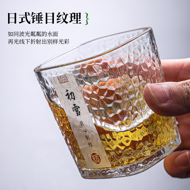 初雪锤纹玻璃小茶杯 4个起发 12个起彩盒包装发货-12个以内泡沫盒发货|230ml高清大图