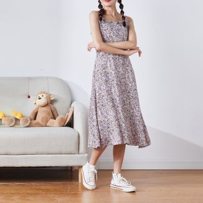 [1.5折价55元]唐狮夏季连衣裙女中长款韩版碎花吊带连衣裙时尚裙子潮