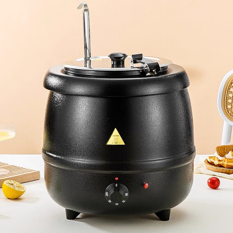 自助餐电子暖汤煲商用不锈钢电加热保温汤锅酒店早餐暖粥锅暖汤炉 13L不锈钢色-直型暖汤煲高清大图