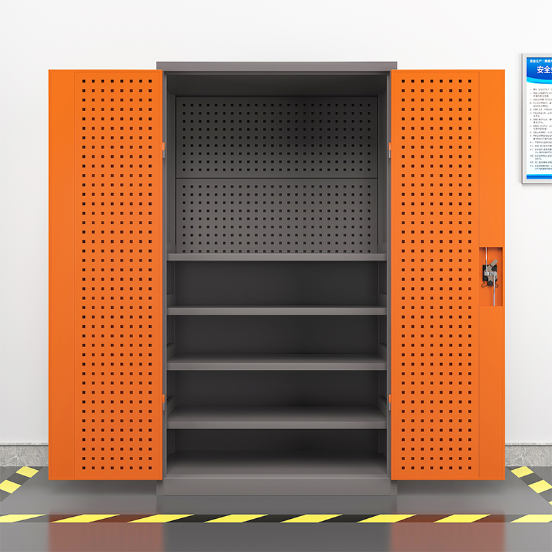 臻远ZY-GJGA-47 重型工具柜车间重型储物柜铁皮柜加厚款 通门带网四层 桔灰色高清大图