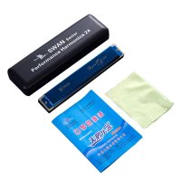 天鹅Dolphin-P7系列外壳自带全音符标识24孔复音口琴 初学24孔口琴 加厚304不锈钢琴盖