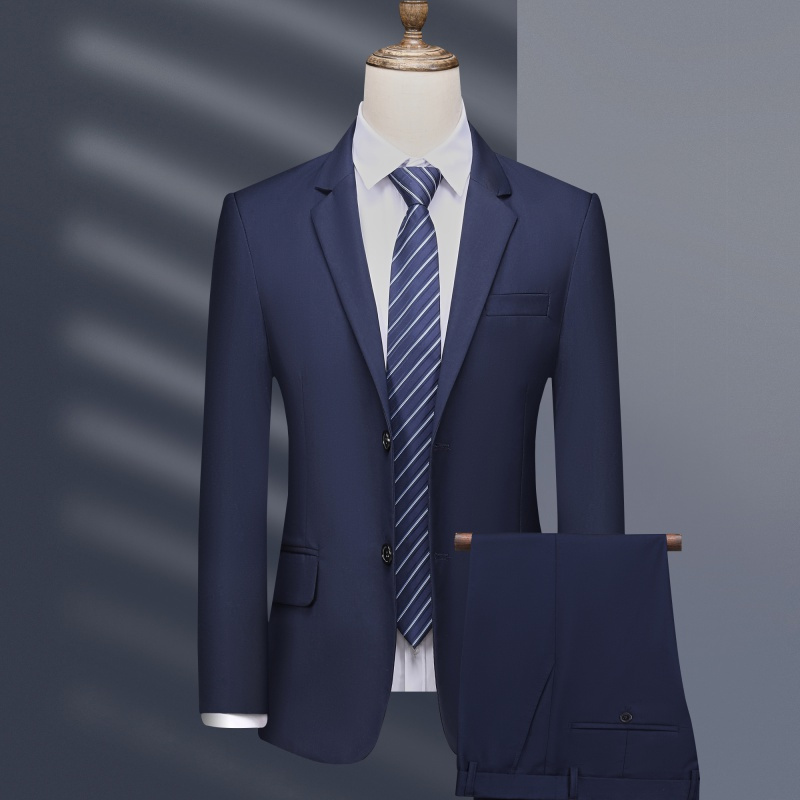 恒源祥两件套男士西服套装商务休闲西装职业正装伴郎服新郎结婚礼服