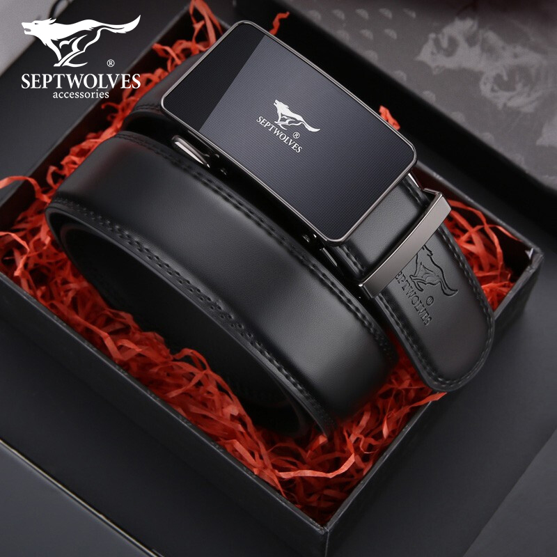 七匹狼(SEPTWOLVES)男士皮带商务潮流牛皮中青年腰带自动扣休闲