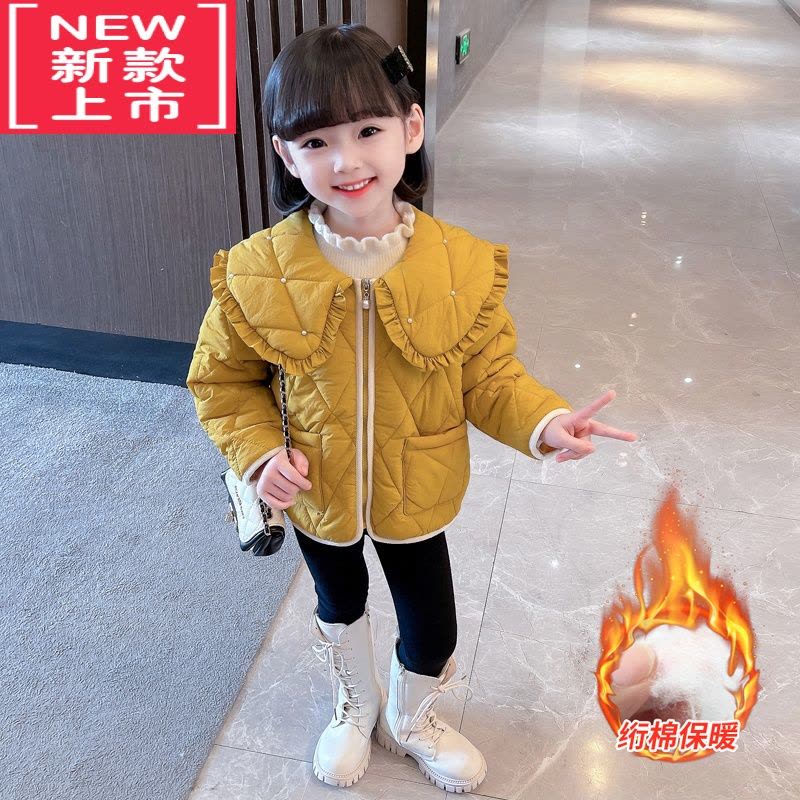 可莉允女童冬款加厚棉服女宝宝洋气娃娃领棉袄秋冬时髦韩版上衣外套冬装图片