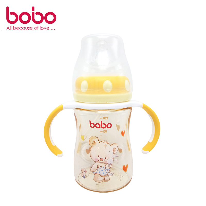 乐儿宝(bobo)PPSU宽口径奶瓶160毫升(黄色)12个月以上