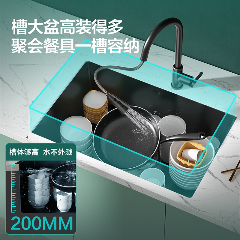 箭牌(ARROW) 厨盆水槽 304不锈钢纳米厨房水槽单槽 手工槽 洗菜盆洗碗池套餐AE5568271G高清大图