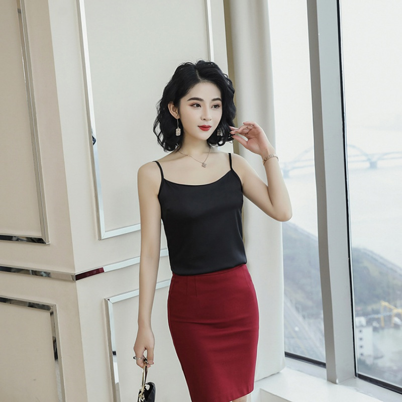 女先生无痕冰丝背心女职业装打底防走光超薄冰丝抹胸百搭修身打底吊带