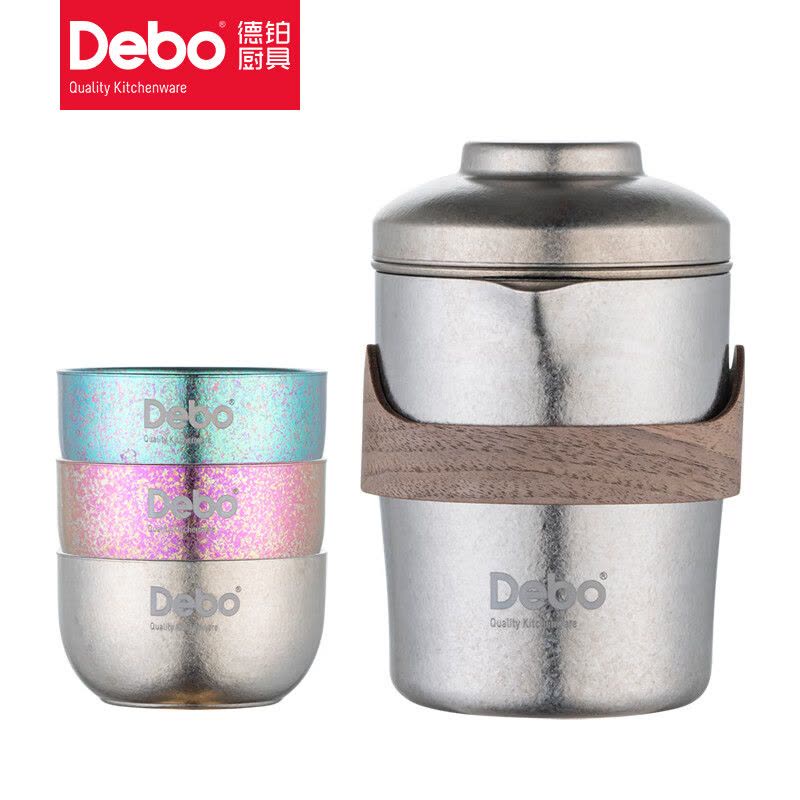 德铂(Debo)奥苏纳纯钛茶壶套装旅行茶具套装户外功夫茶杯具便携手提包一壶三杯DEP-DS416图片