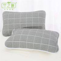 竹之锦 枕巾全棉透气 纯棉纱布格子提花枕头巾 1对装 50*80cm