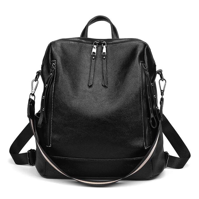 包包女女士双肩包学生百搭女包两用背包韩版双肩包采宁pu拉链日韩风范