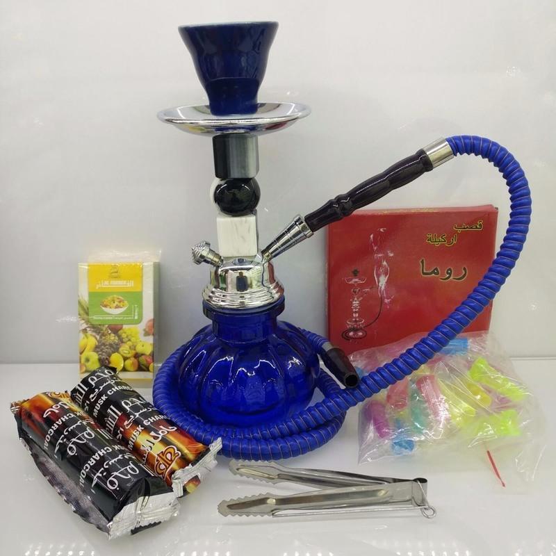 阿拉伯水烟壶玻璃水烟壶水烟壶烟斗过滤水烟筒ktv烟膏烟碳全套红色单