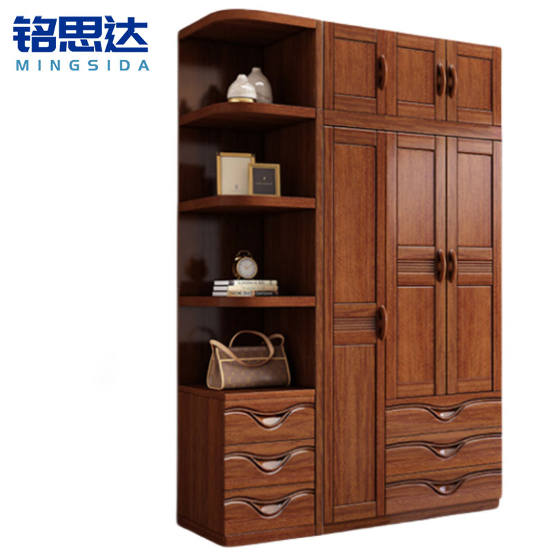 铭思达实木衣柜三门+顶柜+边柜套高清大图