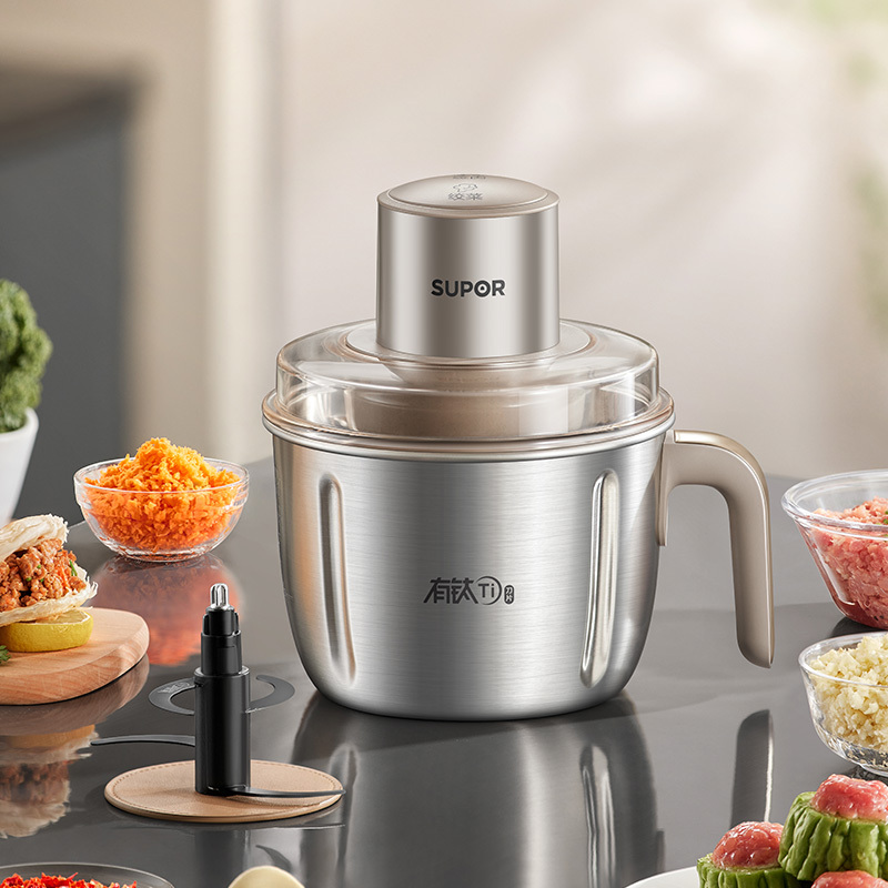 苏泊尔(SUPOR)绞肉机家用电动小型全自动多功能碎肉绞馅辅食料理机大容量钛刀不锈钢碗(1副刀片) JR78-G220高清大图