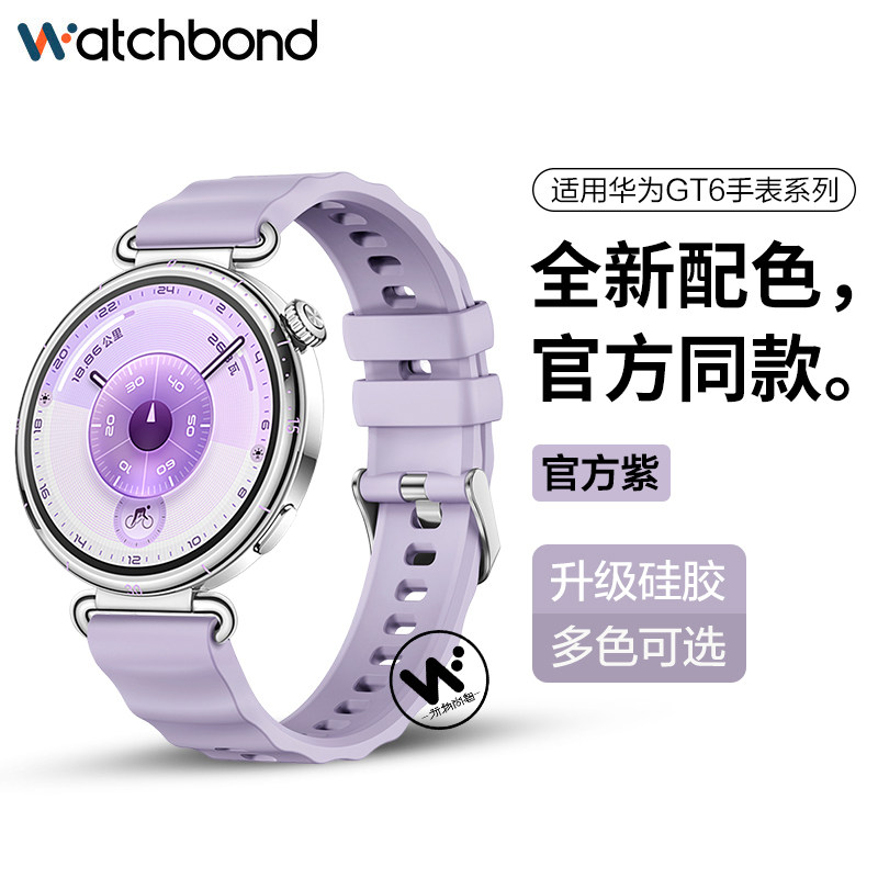 适用华为GT6冰雪蓝手表带watchgt6按压式薄荷青硅胶腕表带gt5智能gt4运动watch5官方同款专用新女款春夏高清大图