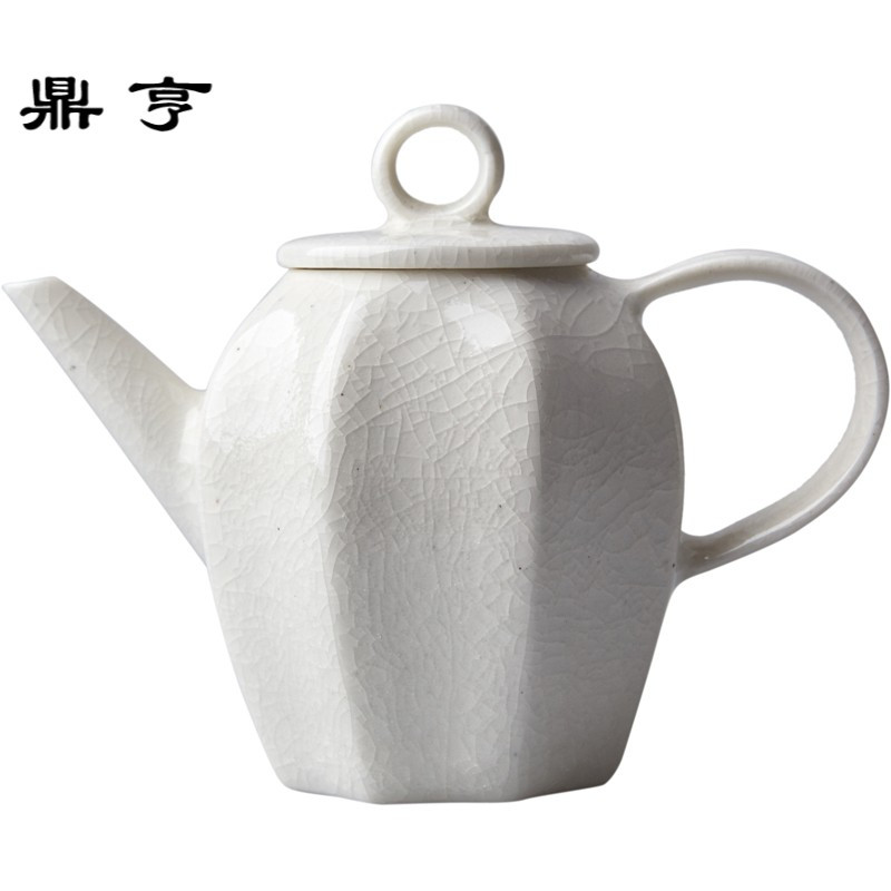 鼎亨陶瓷开片泡茶壶日式功夫茶具红茶小号泡茶器冰裂纹单壶八角壶
