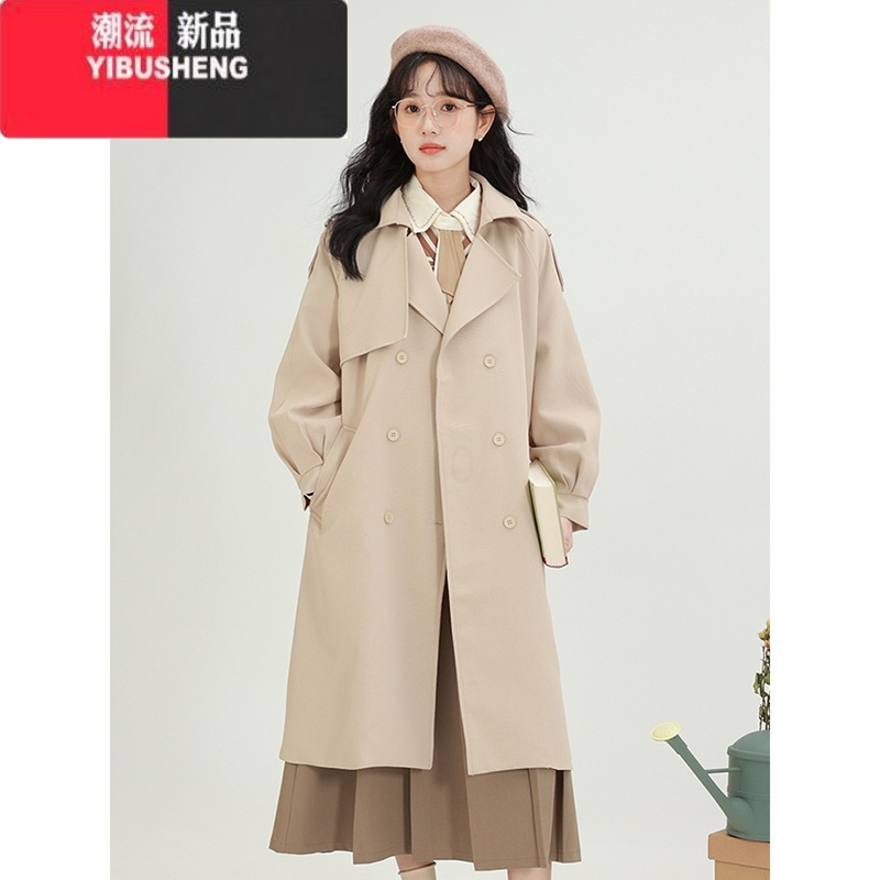 sheng英伦学院风气质风衣高级感外套女小个子2023年新款中长款大衣