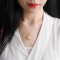 印象眸 足金镶和田玉吊坠 纯真年华黄金镂空莲花白玉平安扣女款挂件 附送证书