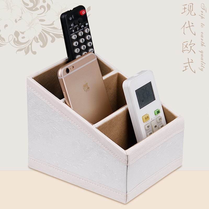 家柏饰(CORATED)清新创意桌面收纳盒储物盒皮 客厅电视空调遥控器盒家用简约欧式高清大图