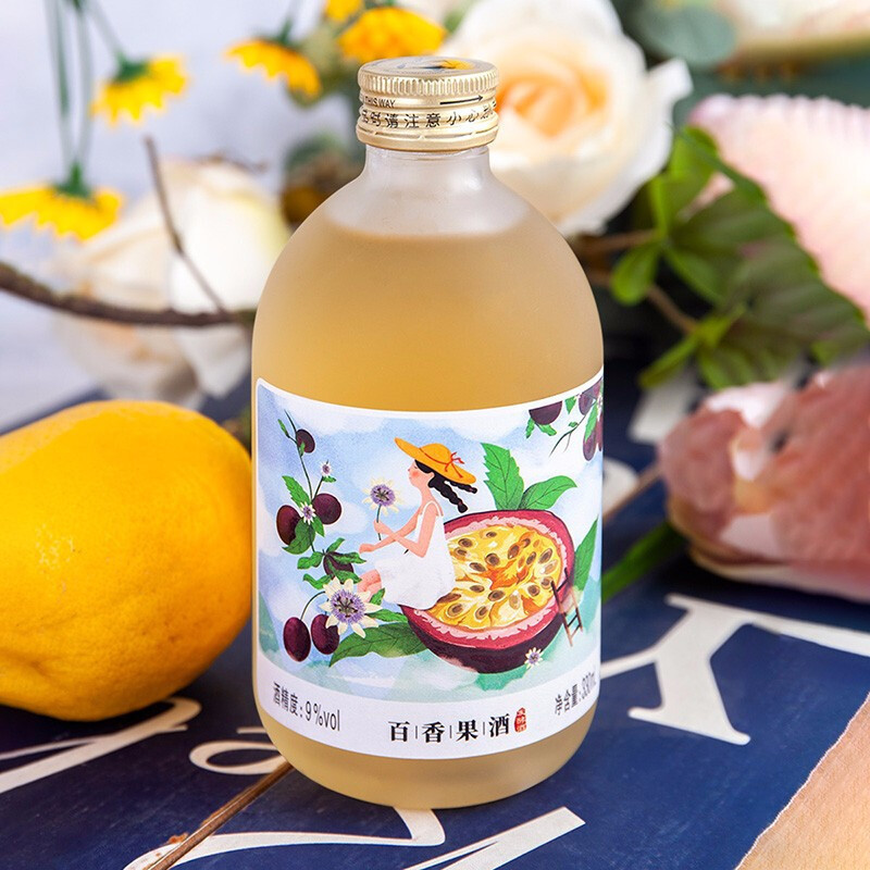 通明山 微醺网红高颜值水果酒 女士甜酒 百香果味果酒 9度 330ml*1 单瓶装高清大图