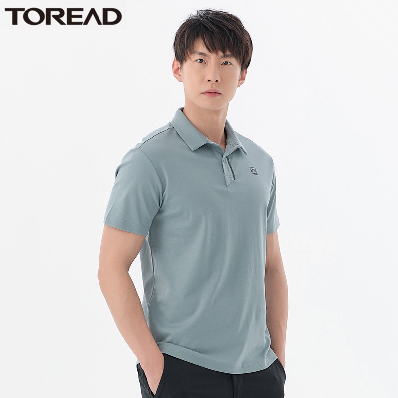 探路者翻领polo衫纯棉户外短袖t恤男士 春夏季户外男式柔软细腻吸湿