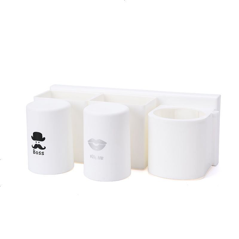 戴维娜]创意吸盘牙刷架套装送无痕贴免打孔卫生间壁挂网红牙膏架 无痕贴牙刷架白色款 牙刷架可切换吹风机架