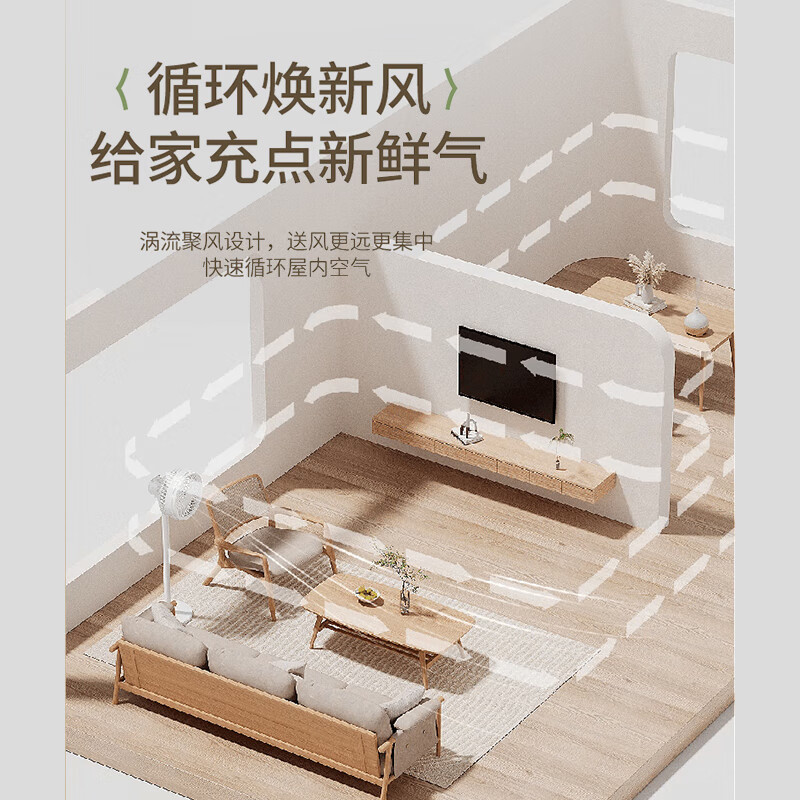 苏泊尔(SUPOR)空气循环扇家用大风力摇头落地扇卧室台式柔风遥控电风扇节能远距离送风 EFC-112A-23 遥控款高清大图