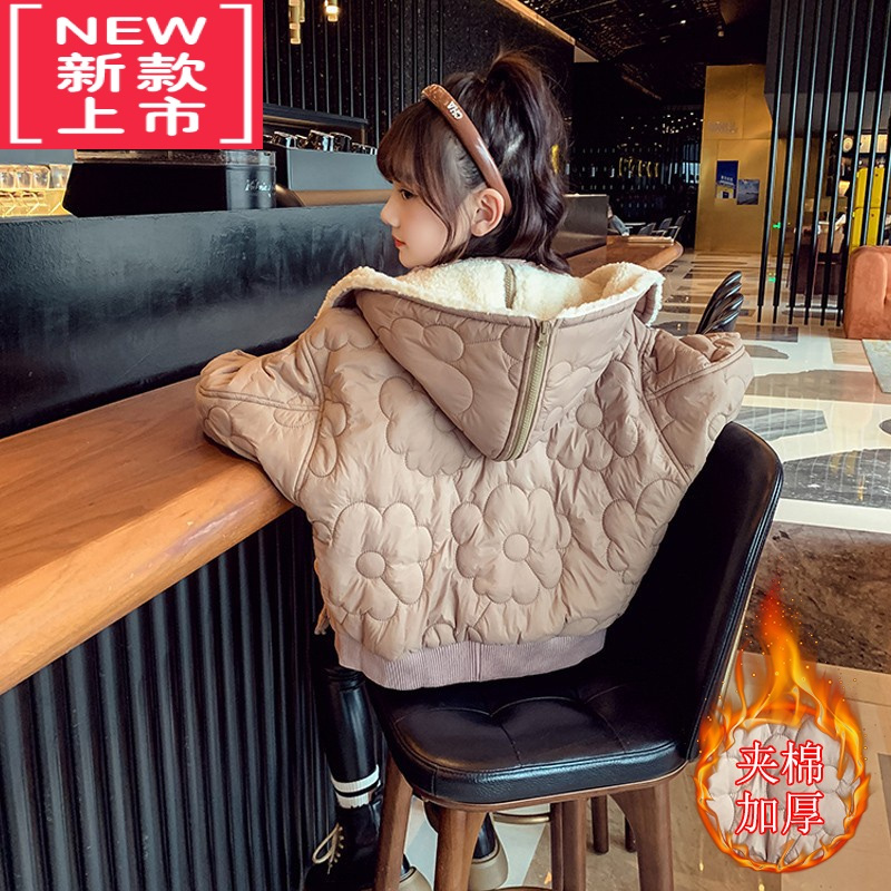 可莉允女童外套秋装2022新款儿童洋气加厚棉衣秋冬款夹棉时髦保暖棒球服棉服