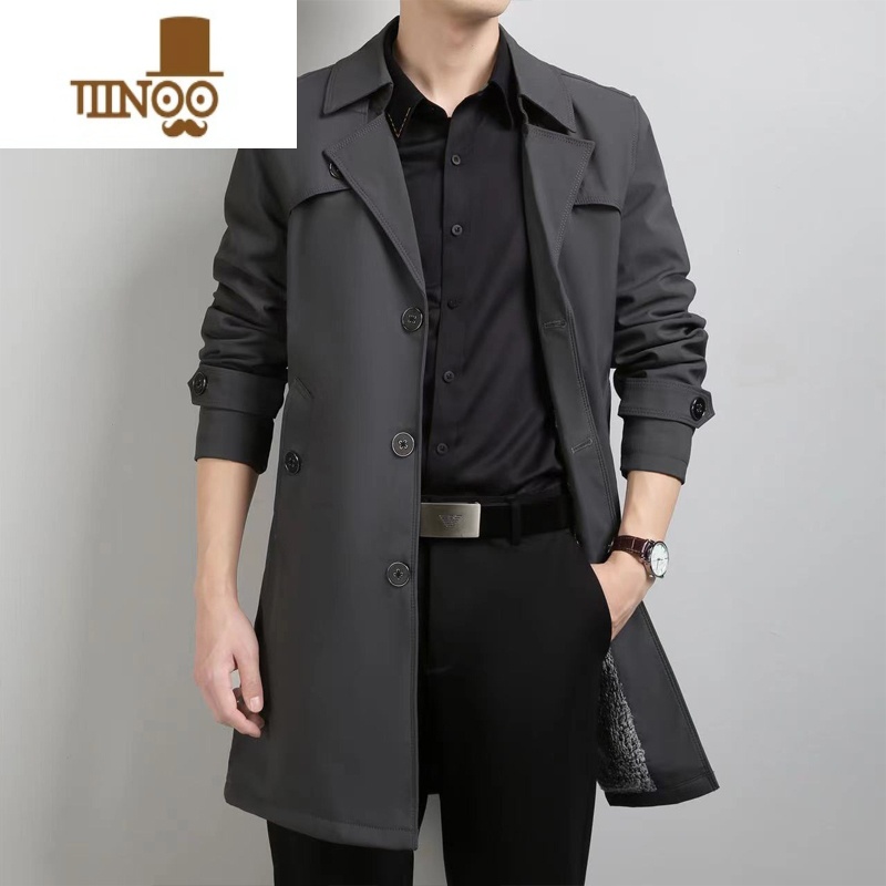 YANXU公务员风衣外套男中长款感行政夹克修身英伦风2023新款高清大图