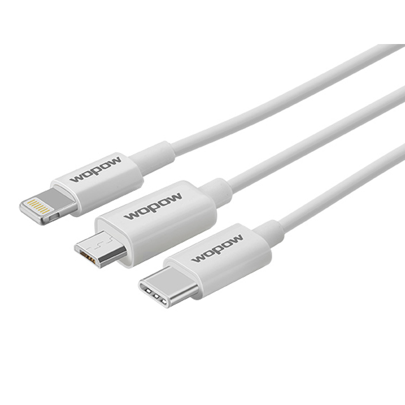 沃品(wopow)·LC806 1米iphone+Micro+Type-C三合一数据线-白色