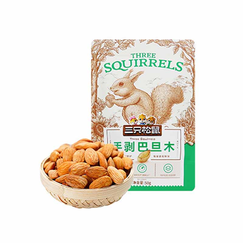 三只松鼠手剥巴旦木炒货扁桃仁坚果小零食干果小吃巴旦木50g*2袋高清大图