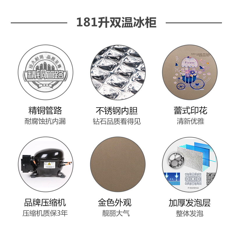 尊贵 (ZUNGUI)BC/BD-181 181升 卧式冷柜 全铜管蒸发器 大容积商用单温顶开门冰柜 冷藏冷冻转换柜金色