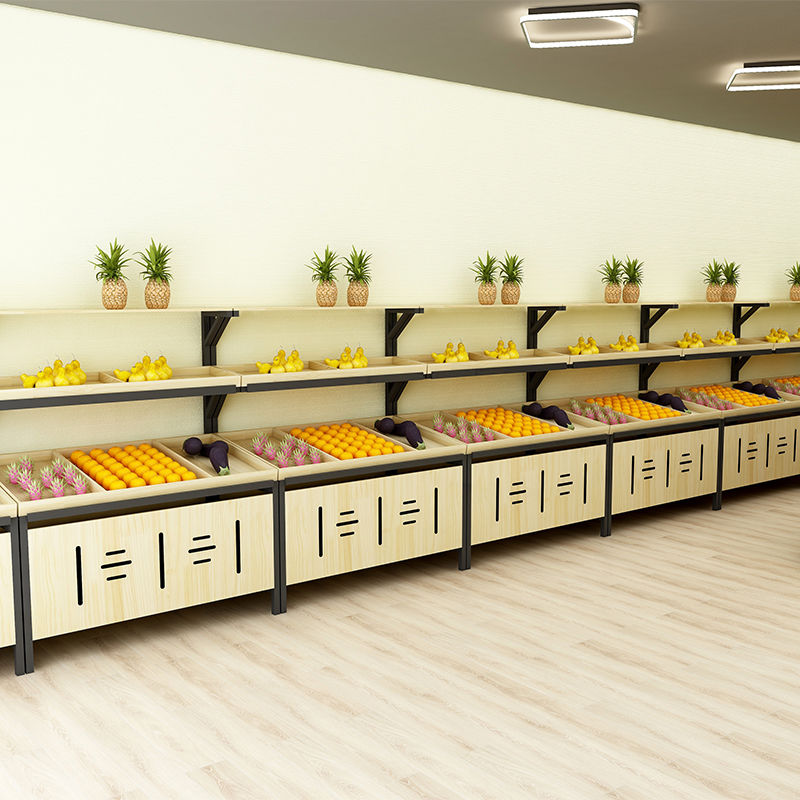 水果货架超市展示架多功能水果架子蔬菜架子钢木果蔬架水果店木制
