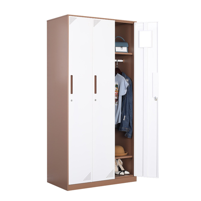 臻远 ZY-GYGC-8拆装更衣柜窄边储物柜 咖白套色三门高清大图