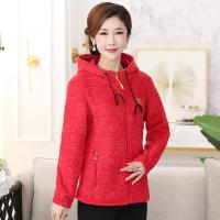迪鲁奥（DILUAO)秋装摇粒绒外套妈妈装中老年秋冬抓绒外套中年女士连帽卫衣双面绒_98 4xl 红色摇粒绒女连帽