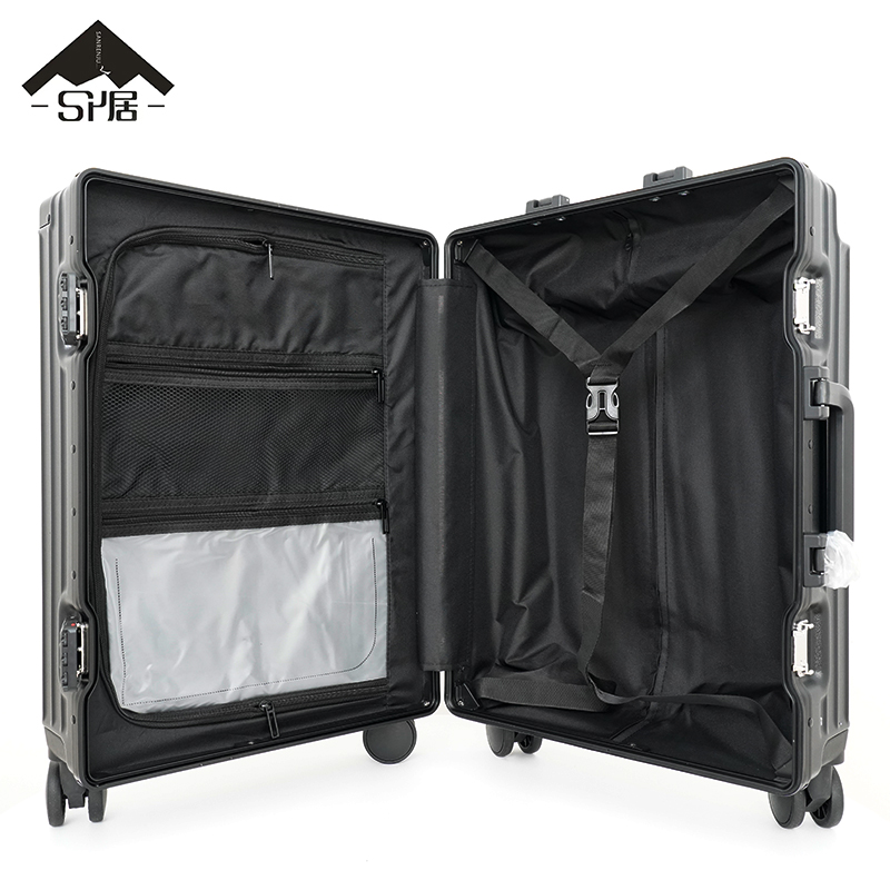 三人居旅行箱拉杆箱行李箱黑色24寸SRJ113/套高清大图