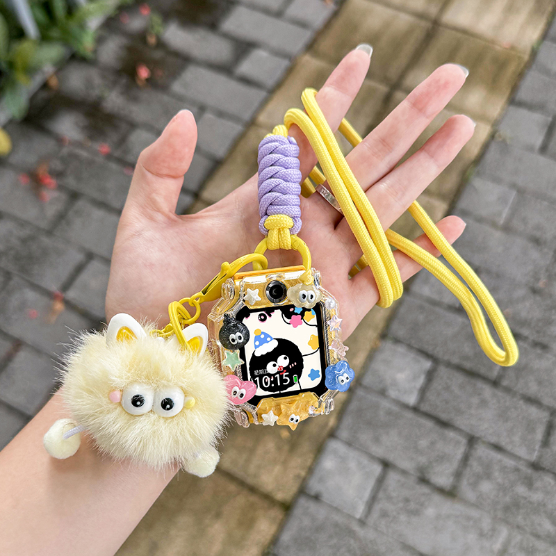 适用小天才电话手表表带Z10/Z9可爱挂脖Z11新款Z8Z7S保护套3139B 黄紫 6