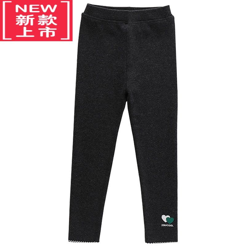 可莉允女童黑色打底裤加绒外穿秋冬款薄绒紧身保暖小女孩洋气一体绒裤子保暖裤图片