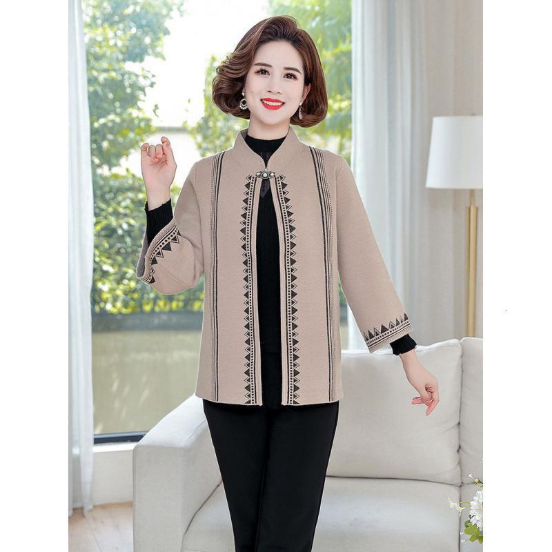 中年妈妈秋装针织开衫外套中老年春秋季洋气质新款大码女40岁外衣