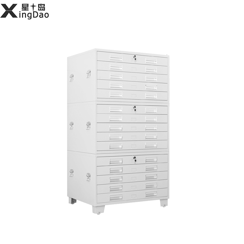 星岛钢制底图柜带锁工程设计图纸柜图纸抽屉文件柜收纳柜印刷菲林片柜子地图存画柜1号三节