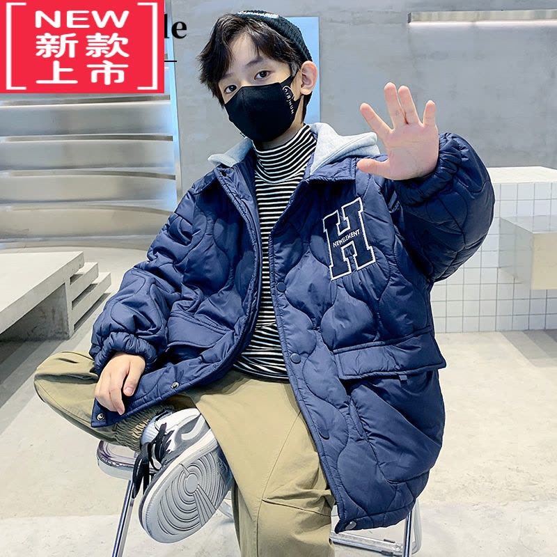 可莉允男童棉服冬季2022新款儿童装男孩棉衣中大童男装冬装加厚棉袄外套图片