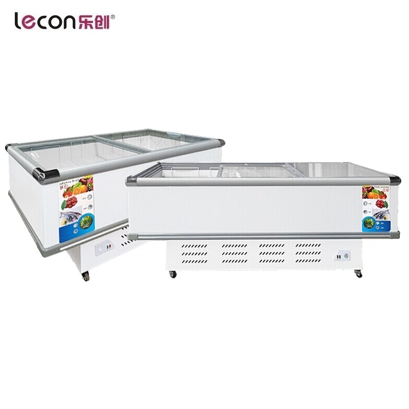 lecon/乐创 平岛柜卧式冰柜点菜柜展示柜冷藏商用保鲜柜雪糕肉类速冻冷冻柜烧烤配菜柜海鲜柜 2.1双压缩机 全冷冻