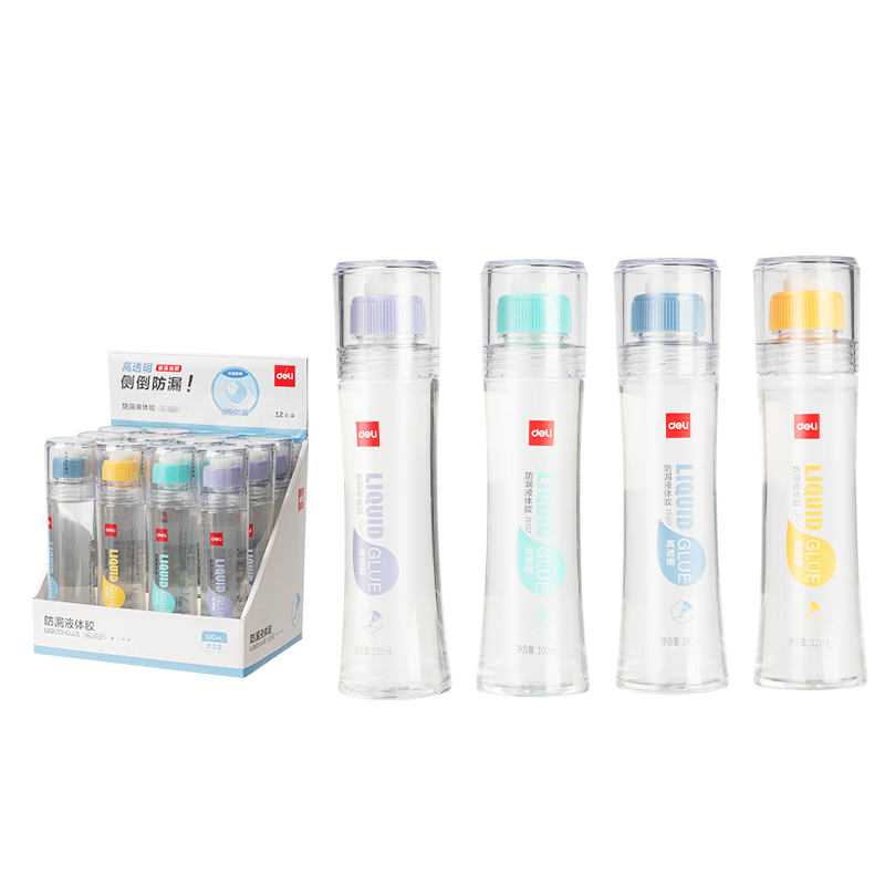 得力(deli) 100ml 防漏型高透明胶水 JS107 12支装高清大图