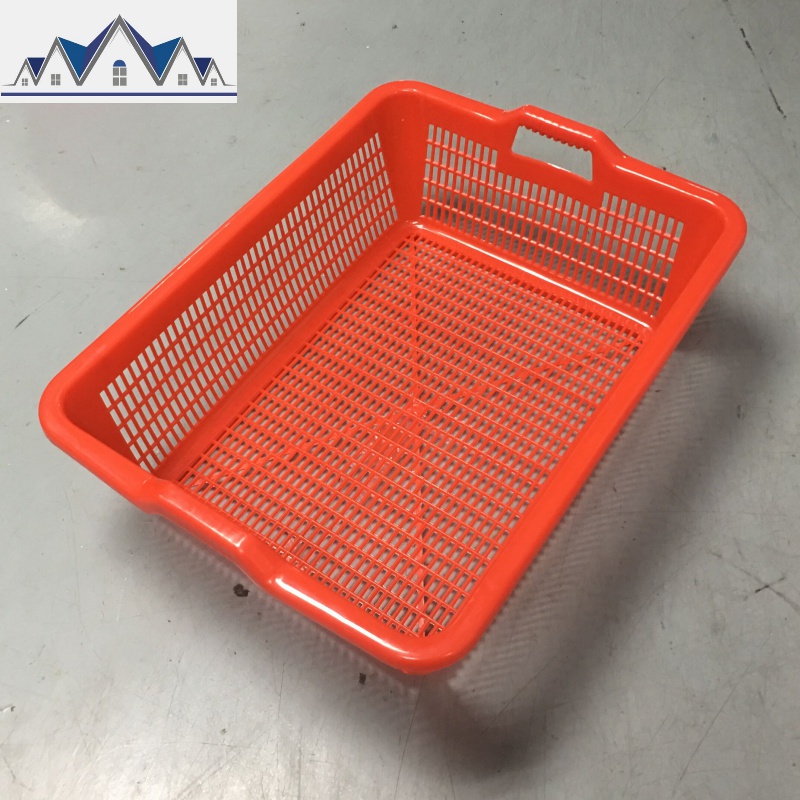 加厚厨房洗菜篮蔬菜彩色塑料篮子配货框子长方形周转框大号收纳筐 三维工匠收纳篮 红色红5号52*40*18