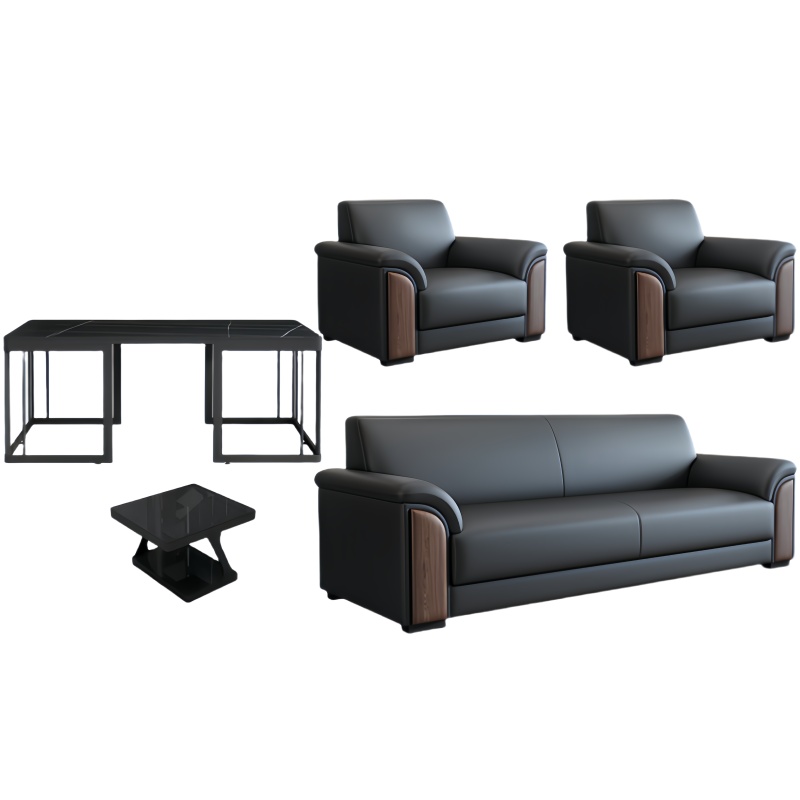 悦兴诚洽谈沙发组合192*78*81cm(1+1+3+茶台+方几)套高清大图