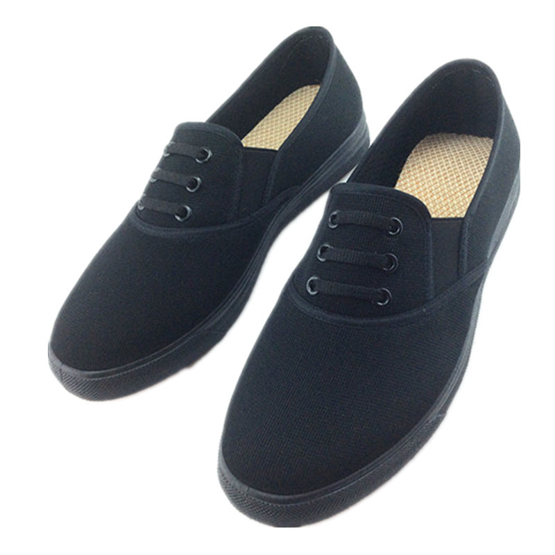 春秋新款87布鞋男士军单透气耐磨休闲外穿平底工作鞋懒人鞋厚黑色38