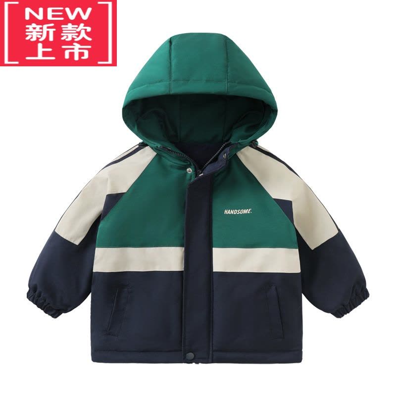 可莉允男童加绒加厚冲锋衣外套冬装冬季童装儿童宝宝小童棉衣棉服图片