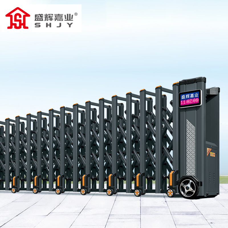盛辉嘉业 智能 电动伸缩门自动折叠不锈钢遥控工厂学校无轨电动大门 智能电动伸缩门12米