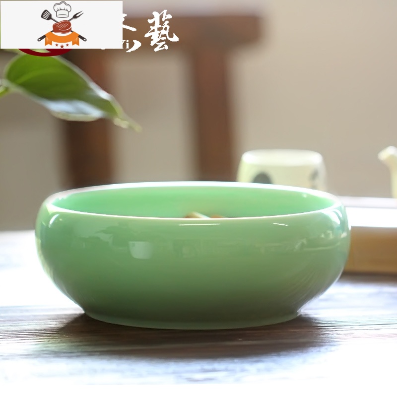 茶洗大号特大家用笔洗青花瓷陶瓷茶具配件洗茶碗茶道零配水盂水洗 国色天香[6寸青花茶洗] 敬平高清大图