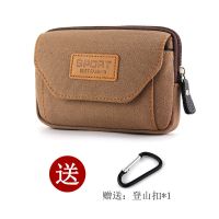 南极人帆布手机包男士穿腰带腰包多功能新款手机袋工地干活零钱包_929 棕色【横款二层】小号5寸