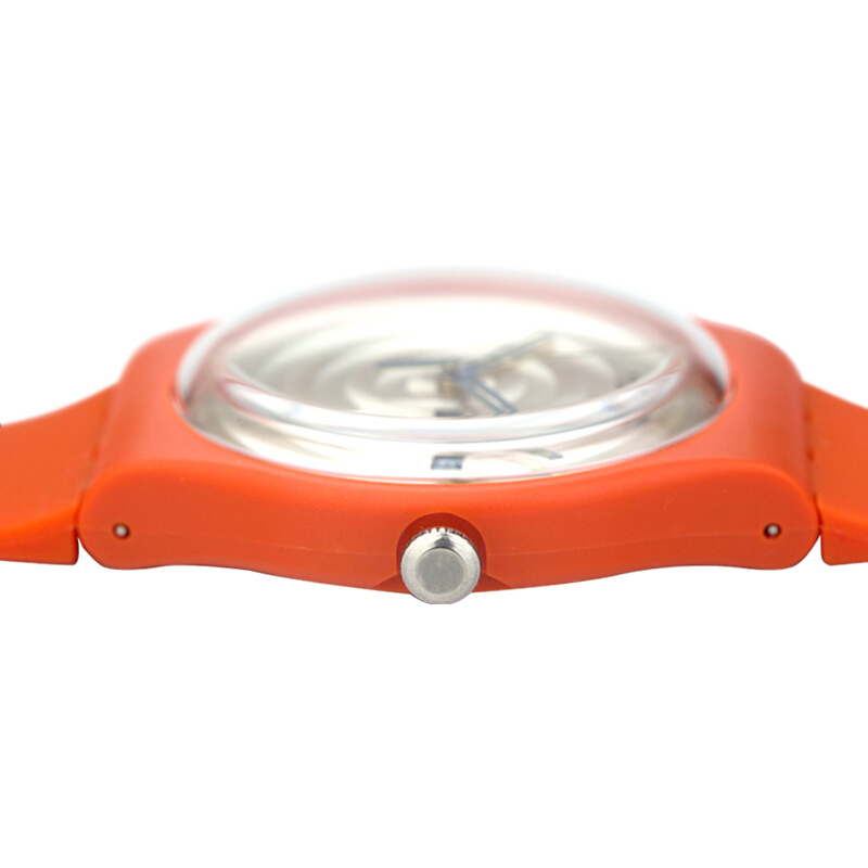 斯沃琪(SWATCH)手表 双向日历 树脂表带 石英男女通用腕表 鲜亮橙黄SUOO702